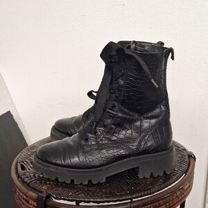 Paul Green Croc Embossed Leather Boots Women US Size 6